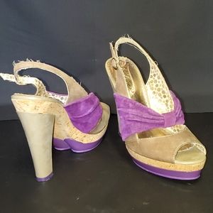 Purple and Tan Poetic Licence heels